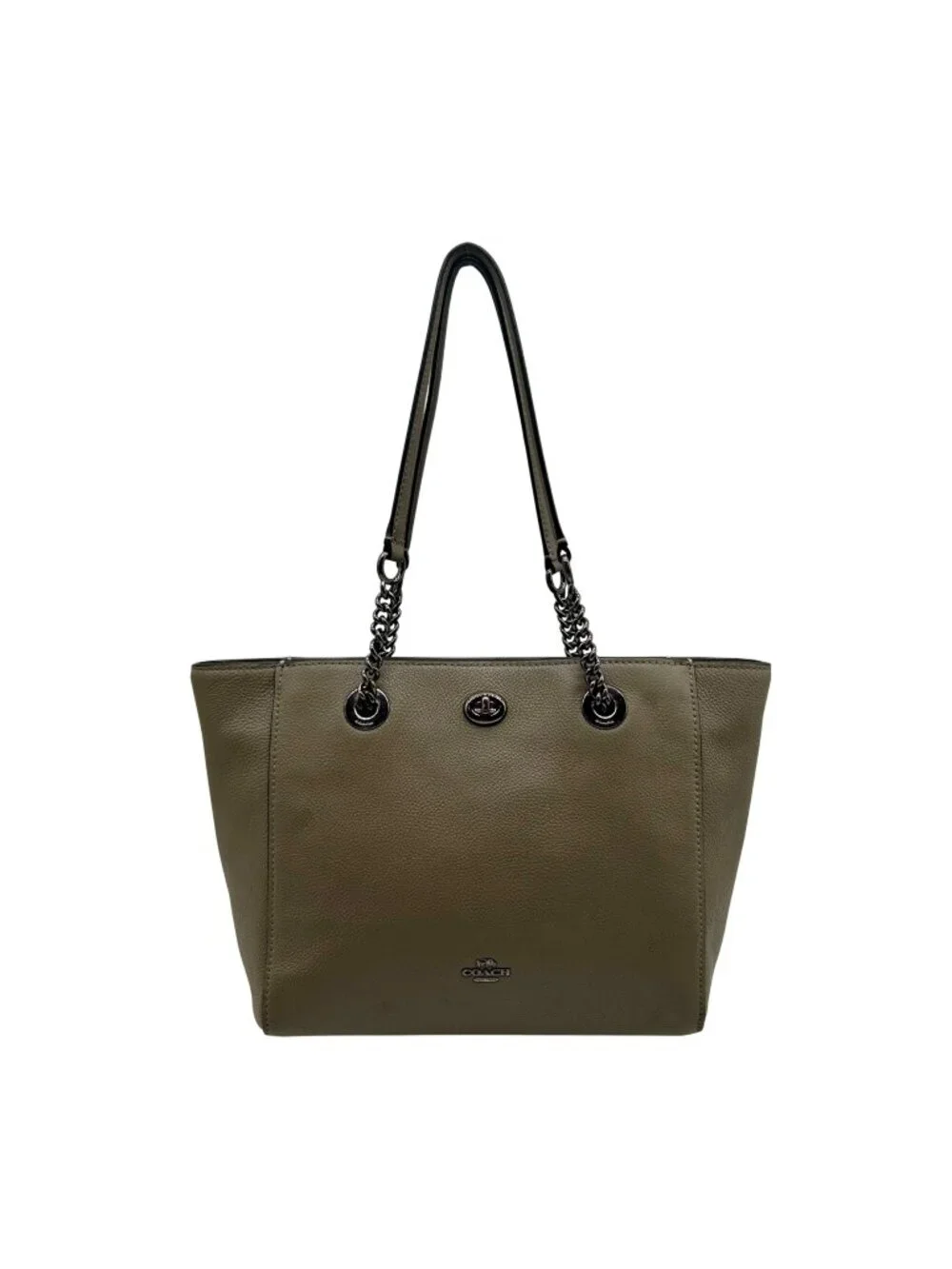Coach Soft Grey Turn-lock Chain Tote Bag 57107